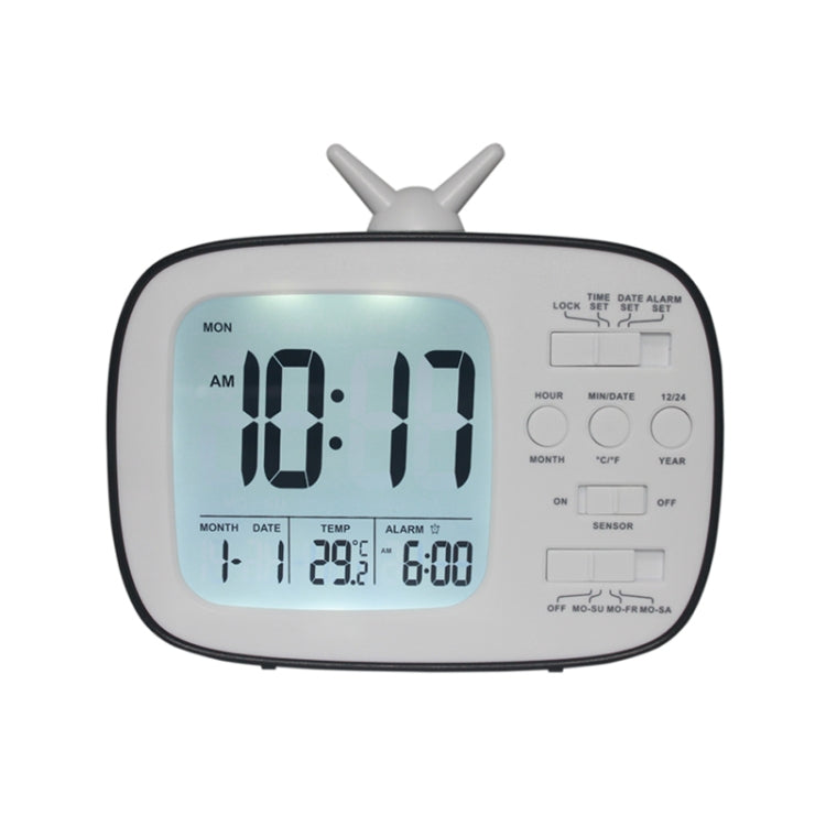 G179 Retro TV Alarm Clock Student Dormitory Bed Electronic Clock, White English Version, Black English Version, Blue English Version, Green English Version, Pink English Version