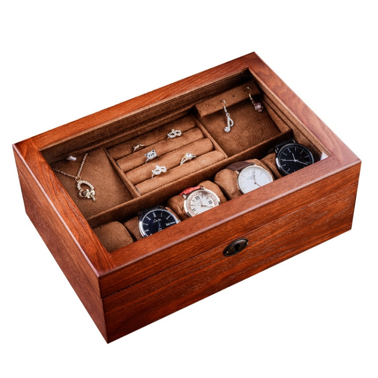 Wooden Watch Storage Box Jewelry Double-Layer Storage Display Box With Lock, Wooden