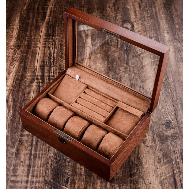 Wooden Watch Storage Box Jewelry Double-Layer Storage Display Box With Lock, Wooden