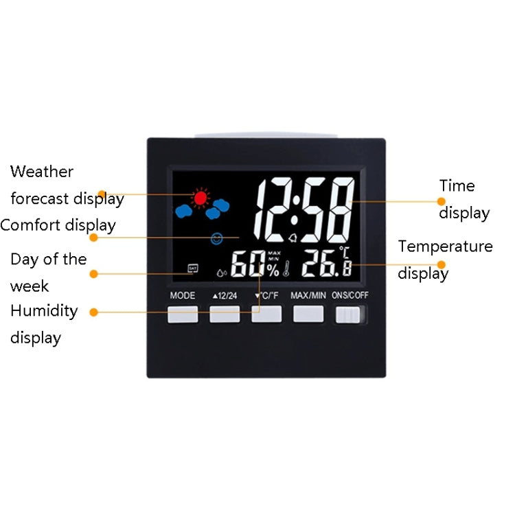 2159 Household Temperature And Humidity Display Alarm Clock Indoor Electronic Digital Display Multi-Function Color Screen Clock, Temperature And Humidity Display Alarm Clock