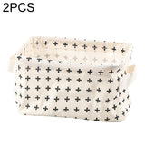2 PCS Canvas Desktop Storage Basket Sundries Storage Box with Handle, Cross, Star, Tree, Black spot Cross