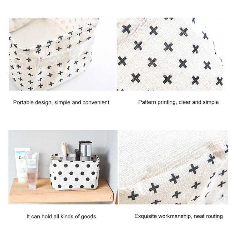 2 PCS Canvas Desktop Storage Basket Sundries Storage Box with Handle, Cross, Star, Tree, Black spot
