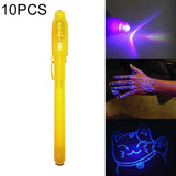 10 PCS Creative Magic UV Light Invisible Ink Pen Marker Pen Yellow