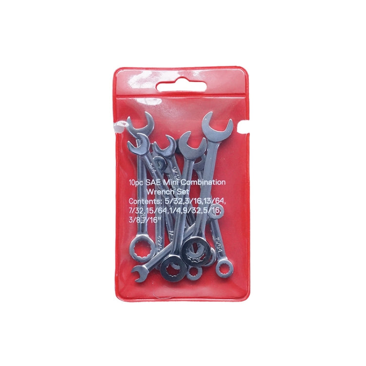 10 PCS / Set Mini Mirror Polished Opening Wrench Plum Two-Purpose Pocket Wrench, Style:, Metric, Imperial Imperial