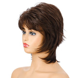Women Short Hair Wig Full Bangs Chemical Fiber Hair Cover, Brown