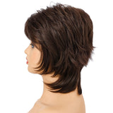 Women Short Hair Wig Full Bangs Chemical Fiber Hair Cover, Brown