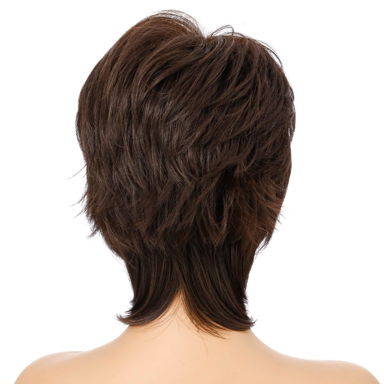Women Short Hair Wig Full Bangs Chemical Fiber Hair Cover, Brown