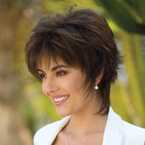 Women Short Hair Wig Full Bangs Chemical Fiber Hair Cover, Brown