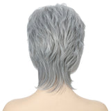 Short Hair Female Wigs Fluffy Fiber Set, Silver White