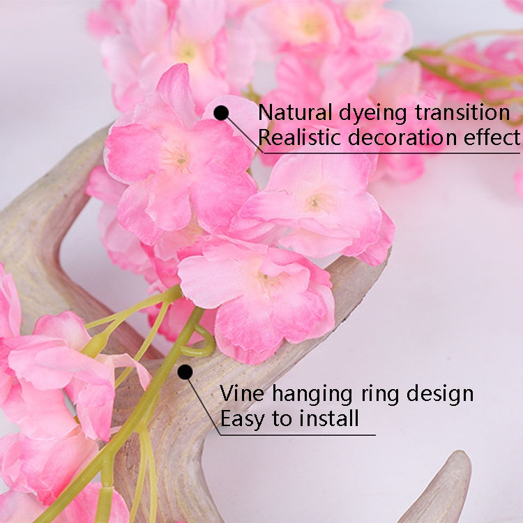 Simulation Sakura Rattan Plastic Decorative Flower Vine, Colour: 135 Flowers Deep Pink, 135 Flowers Champagne, 135 Flowers Light Pink, 135 Flowers Deep Pink, 135 Flowers White