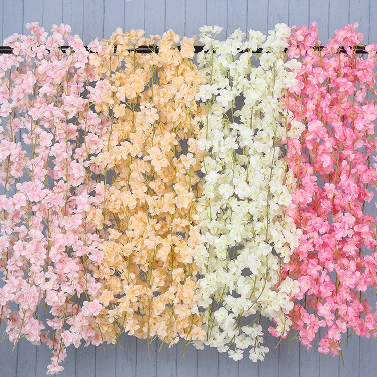 Simulation Sakura Rattan Plastic Decorative Flower Vine, Colour: 135 Flowers Deep Pink, 135 Flowers Champagne, 135 Flowers Light Pink, 135 Flowers Deep Pink, 135 Flowers White