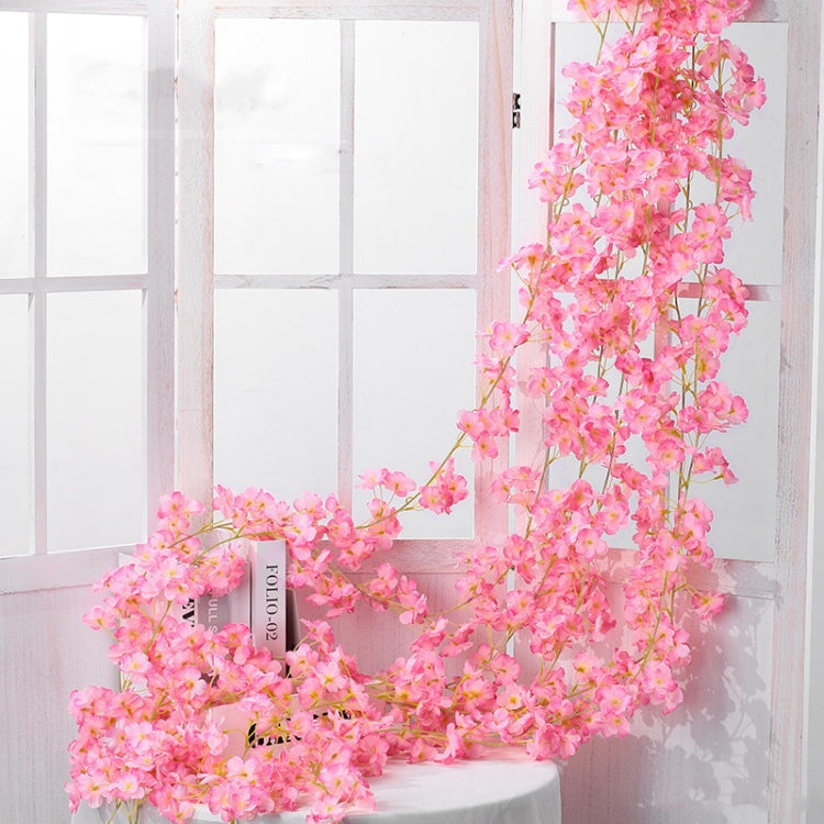 Simulation Sakura Rattan Plastic Decorative Flower Vine, Colour: 135 Flowers Deep Pink, 135 Flowers Champagne, 135 Flowers Light Pink, 135 Flowers Deep Pink, 135 Flowers White