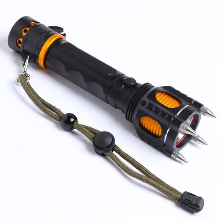 Outdoor LED T6 Strong Light Rechargeable Flashlight Car Safety Hammer Multi-Function Aelf-Defense Flashlight