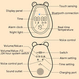 Bear Alarm Clock LED Digital Silent Bedside Lamp Bluetooth Speaker USB Charging Children Cartoon Night Light, Bluetooth Version, Bluetooth+Small Program Version