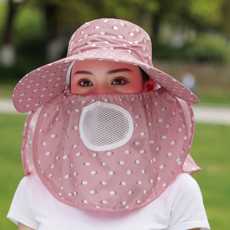 2 PCS Cherry Printing Isolation Cap Sunscreen Face-Covering Outdoor Travel Hat Cap, Full Cherry (Purple), Full Cherry (Apricot Pink), Full Cherry (Lotus Pink), Full Cherry (Rose Red), Full Cherry (Orange Pink), Full Cherry (Brown)                      ... Full Cherry (Lotus Pink)