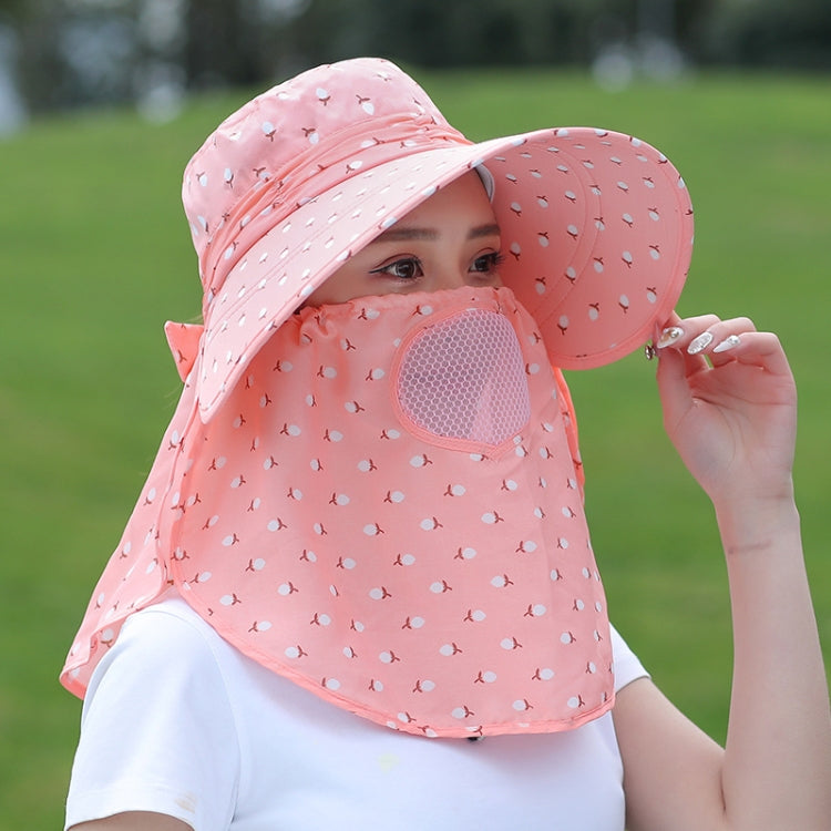 2 PCS Cherry Printing Isolation Cap Sunscreen Face-Covering Outdoor Travel Hat Cap, Full Cherry (Purple), Full Cherry (Apricot Pink), Full Cherry (Lotus Pink), Full Cherry (Rose Red), Full Cherry (Orange Pink), Full Cherry (Brown)                      ... Full Cherry (Orange Pink)