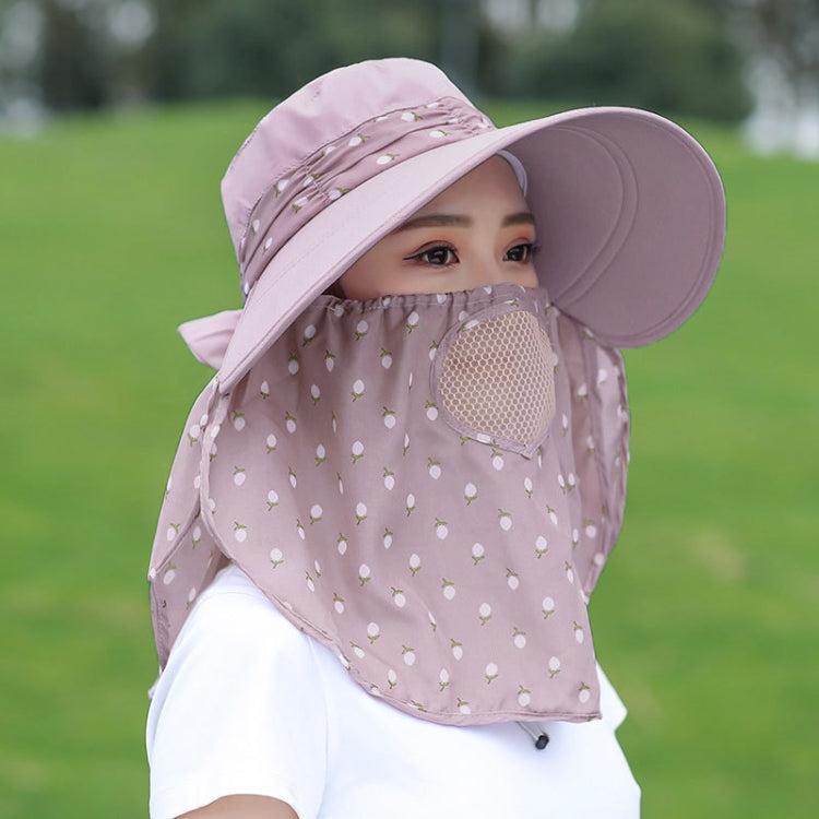 2 PCS Cherry Printing Isolation Cap Sunscreen Face-Covering Outdoor Travel Hat Cap, Full Cherry (Purple), Full Cherry (Apricot Pink), Full Cherry (Lotus Pink), Full Cherry (Rose Red), Full Cherry (Orange Pink), Full Cherry (Brown)                      ... Half Cherry (Gray)