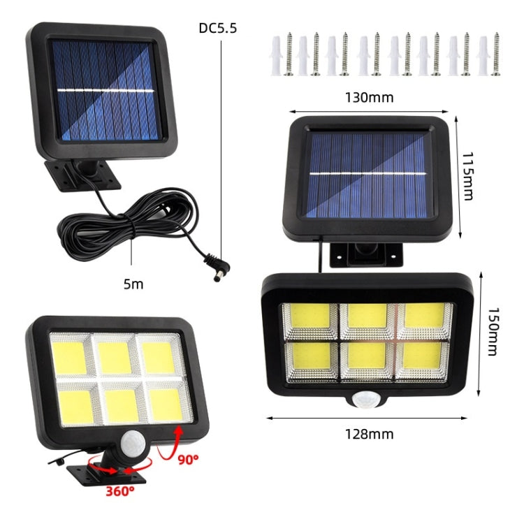 Solar Separated Wall Lamp Outdoor Courtyard Waterproof Human Body Induction Light, 128 COB
