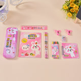 2 Sets 102 Primary School Student Activity Prize Cartoon Stationery Gift Children Stationery Set Random Pattern, Blue Cat, Pink Cat, Yellow Cat, Pink Rabbit