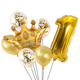 2 PCS Birthday Baby Children Golden Crown Aluminum Film Number Balloon Set Wedding Scene Decoration Number 1