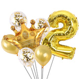 2 PCS Birthday Baby Children Golden Crown Aluminum Film Number Balloon Set Wedding Scene Decoration Number 2