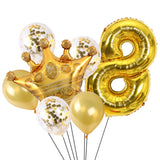 2 PCS Birthday Baby Children Golden Crown Aluminum Film Number Balloon Set Wedding Scene Decoration Number 8