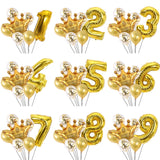 2 PCS Birthday Baby Children Golden Crown Aluminum Film Number Balloon Set Wedding Scene Decoration