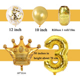 2 PCS Birthday Baby Children Golden Crown Aluminum Film Number Balloon Set Wedding Scene Decoration