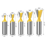 1/2 Handle Dovetail Cutter Wood Engraving Small Milling Cutter, Specification:, 5 PCS/Set, 1/2x5/8mm, 1/2x3/4mm, 1/2x1/4mm, 1/2x3/8mm, 1/2x1/2mm