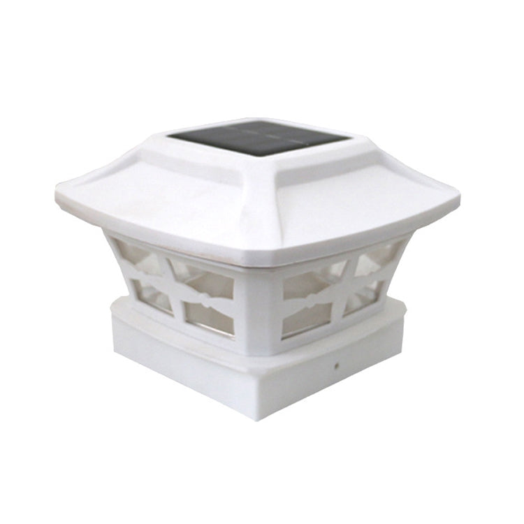 4 inch Outdoor Solar Column Lamp White + Warm White Light Garden Lamp, Black, White