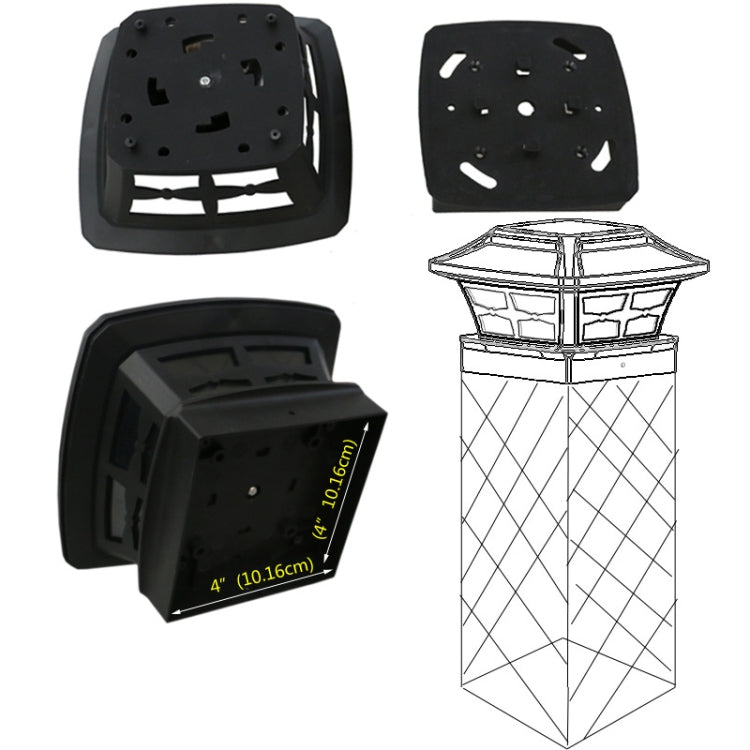 4 inch Outdoor Solar Column Lamp White + Warm White Light Garden Lamp, Black, White