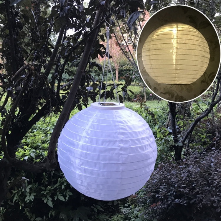 26LM Outdoor Solar White Lantern Hanging Lamp Wedding Festival Celebration Lantern Courtyard Decorative Light Warm Light