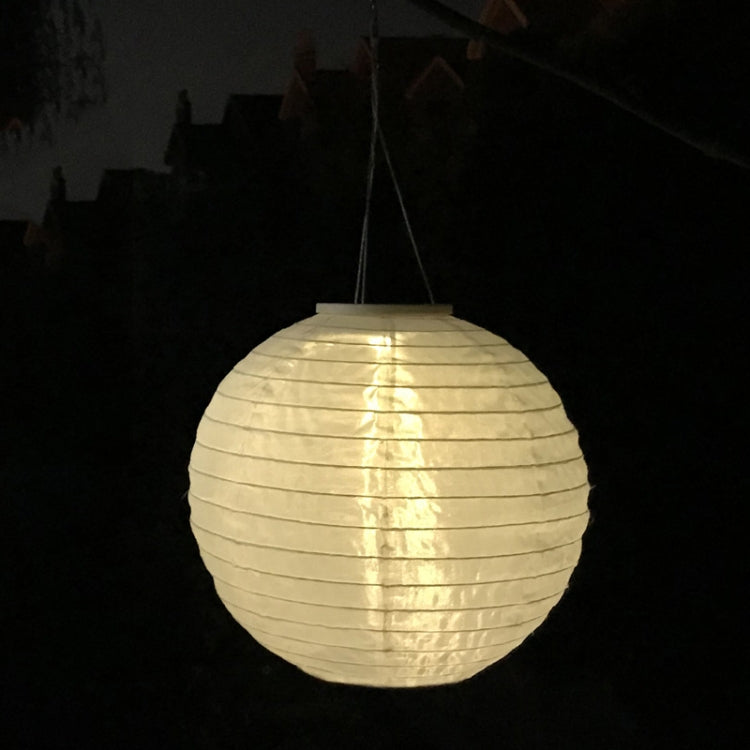 26LM Outdoor Solar White Lantern Hanging Lamp Wedding Festival Celebration Lantern Courtyard Decorative Light