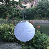 26LM Outdoor Solar White Lantern Hanging Lamp Wedding Festival Celebration Lantern Courtyard Decorative Light