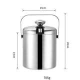 304 Stainless Steel Ice Bucket Double-Layer Hollow Bar Beer Wine Barrel With Ice Clip, Capacity: 1.3L, 1.3L With Ice Clip