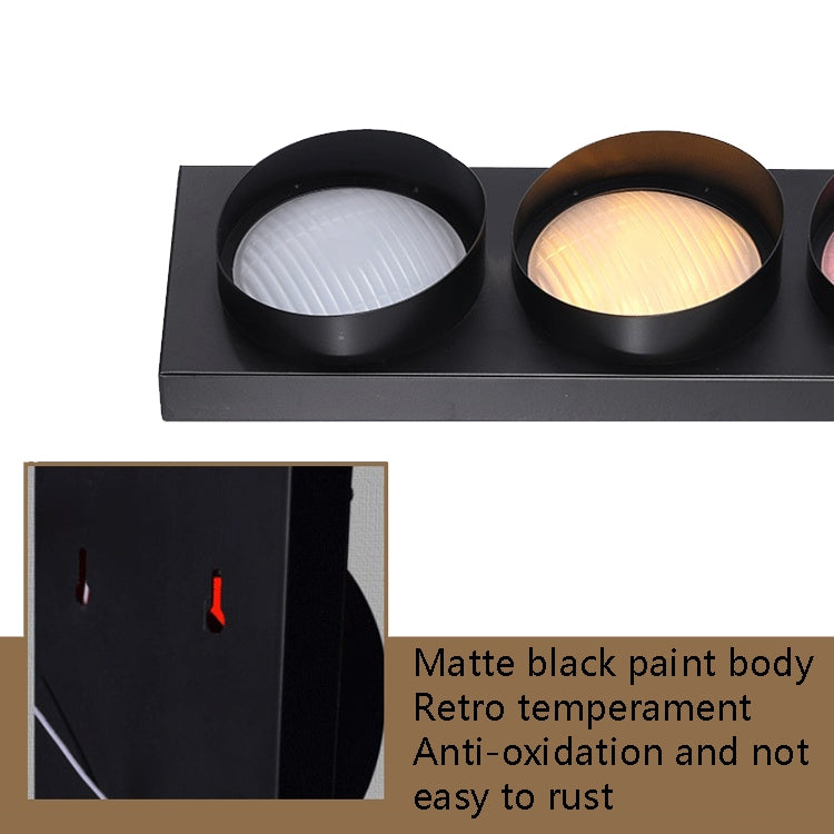 Retro Bar Restaurant Traffic Light Wrought Iron Engineering Glass LED Indoor Signal Wall Light, 5W x 3