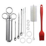 Stainless Steel Spice Syringe Barbecue Tool Turkey Needle Set, 14 in 1 (Green), 14 in 1 (Black), 14 in 1 (Blue), 14 in 1 (Orange), 14 in 1 (Gem Green), 14 in 1 (White Orange)