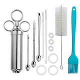 Stainless Steel Spice Syringe Barbecue Tool Turkey Needle Set, 14 in 1 (Green), 14 in 1 (Black), 14 in 1 (Blue), 14 in 1 (Orange), 14 in 1 (Gem Green), 14 in 1 (White Orange)