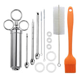 Stainless Steel Spice Syringe Barbecue Tool Turkey Needle Set, 14 in 1 (Green), 14 in 1 (Black), 14 in 1 (Blue), 14 in 1 (Orange), 14 in 1 (Gem Green), 14 in 1 (White Orange)