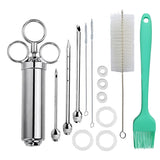 Stainless Steel Spice Syringe Barbecue Tool Turkey Needle Set, 14 in 1 (Green), 14 in 1 (Black), 14 in 1 (Blue), 14 in 1 (Orange), 14 in 1 (Gem Green), 14 in 1 (White Orange)