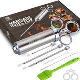 Stainless Steel Spice Syringe Barbecue Tool Turkey Needle Set, 14 in 1 (Green), 14 in 1 (Black), 14 in 1 (Blue), 14 in 1 (Orange), 14 in 1 (Gem Green), 14 in 1 (White Orange)