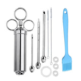 Stainless Steel Seasoning Steak Syringe Turkey Needle Set With Cleaning Silicone Brush, 11 in 1 (Red ), 11 in 1 (Black ), 11 in 1 (Blue), 11 in 1 (Green), 11 in 1 (Orange ), 11 in 1 (Yellow ), 11 in 1 (Yellow White)