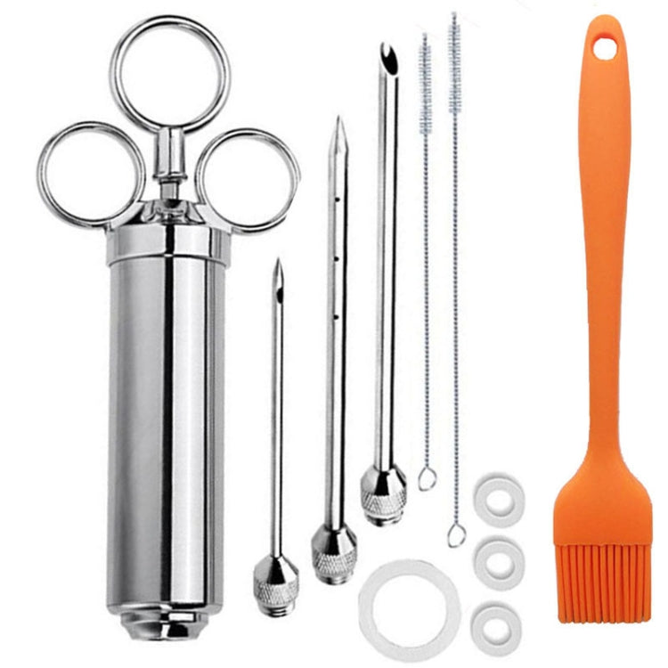 Stainless Steel Seasoning Steak Syringe Turkey Needle Set With Cleaning Silicone Brush, 11 in 1 (Red ), 11 in 1 (Black ), 11 in 1 (Blue), 11 in 1 (Green), 11 in 1 (Orange ), 11 in 1 (Yellow ), 11 in 1 (Yellow White)