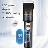 TURBO Men Electric Hair Trimmer LCD Digital Display Hair Clipper