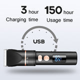 TURBO Men Electric Hair Trimmer LCD Digital Display Hair Clipper