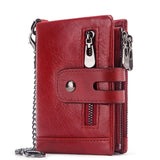 RFID Anti-Theft Swipe Wallet Tri-Fold Multi-Card Slot Crazy Horse Leather Men Leather Wallet