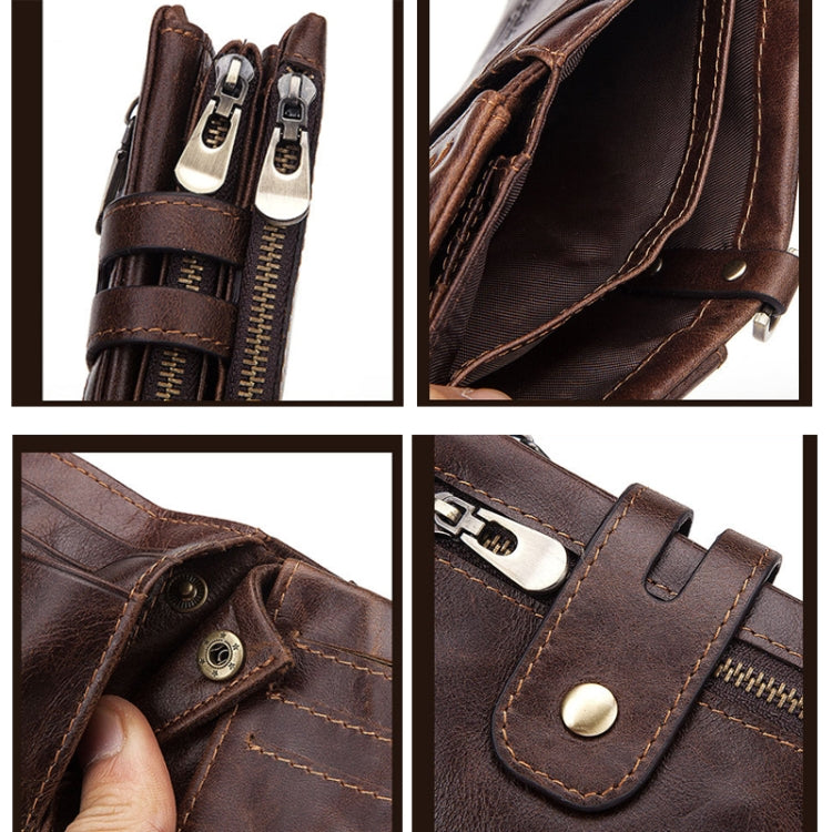 RFID Anti-Theft Swipe Wallet Tri-Fold Multi-Card Slot Crazy Horse Leather Men Leather Wallet