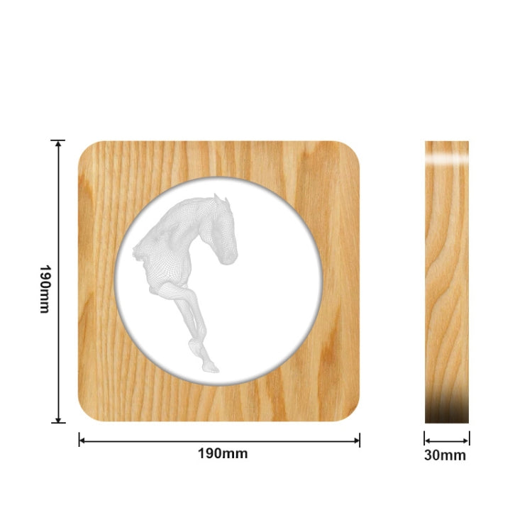 FS-A3762W 3D Horse Wooden Table Lamp Bedroom Night Light, Horse