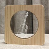 FS-A3272W Guitar Musical Instrument Solid Wood Frame Night Light, Guitar
