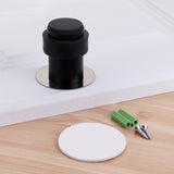 Rubber Anti-Collision Door Gear Punching Stainless Steel Round Door Resistant Home Floor-Shaped Cylindrical Door Touch, 46mm Punch, 60mm Punch, 80mm Punch, 46mm Punch-free, 60mm Punch-free, 80mm Punch-free, Brushed Steel 46mm With Plastic Head+Punch-fr...